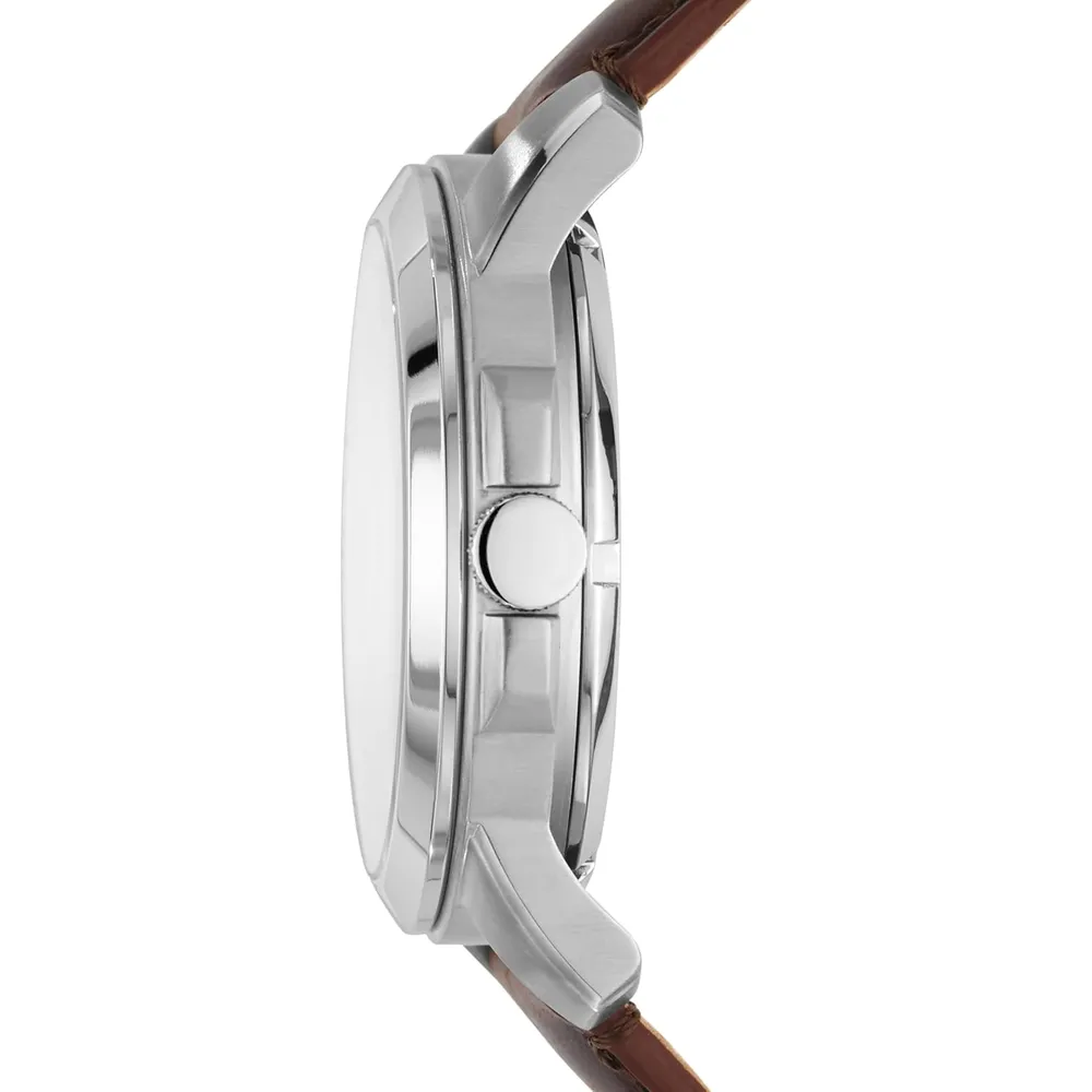 Fossil ME3099 reloj Grant para hombre con cronógrafo | 44 mm - Silver/Brown Automatic