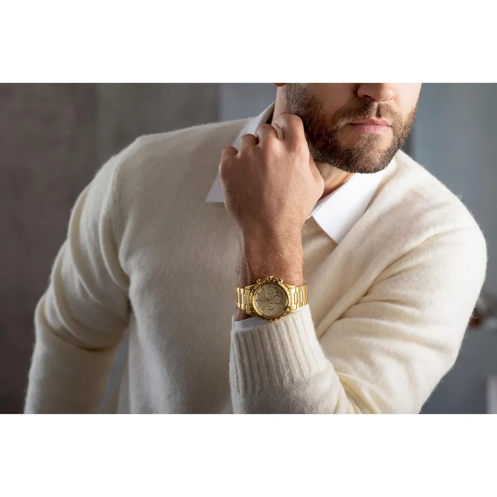 Bulova reloj clásico de vestir cronógrafo para hombre de cuarzo con calendario | Oro