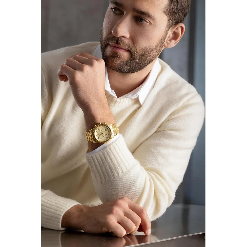 Bulova reloj clásico de vestir cronógrafo para hombre de cuarzo con calendario | Oro