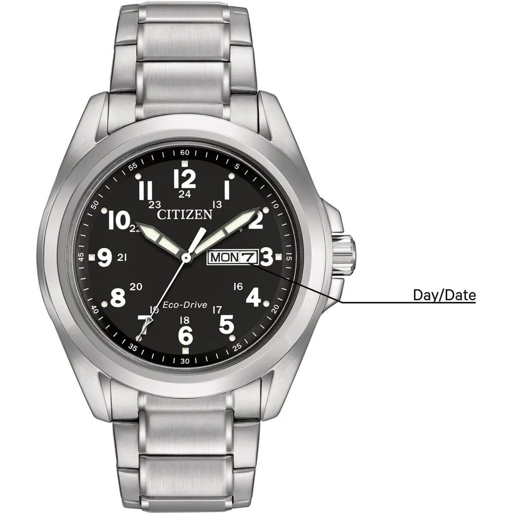 Citizen AW0050-82E reloj para hombre Eco-Drive Garrison con dial negro | Plateado