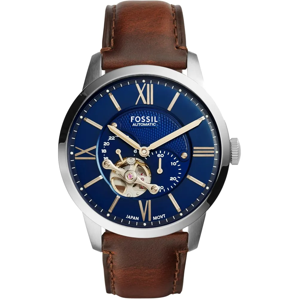b0183nwfb2_0_webp.webp Fossil reloj automático Townsman para hombre, acero inoxidable | Azul/ Marrón
