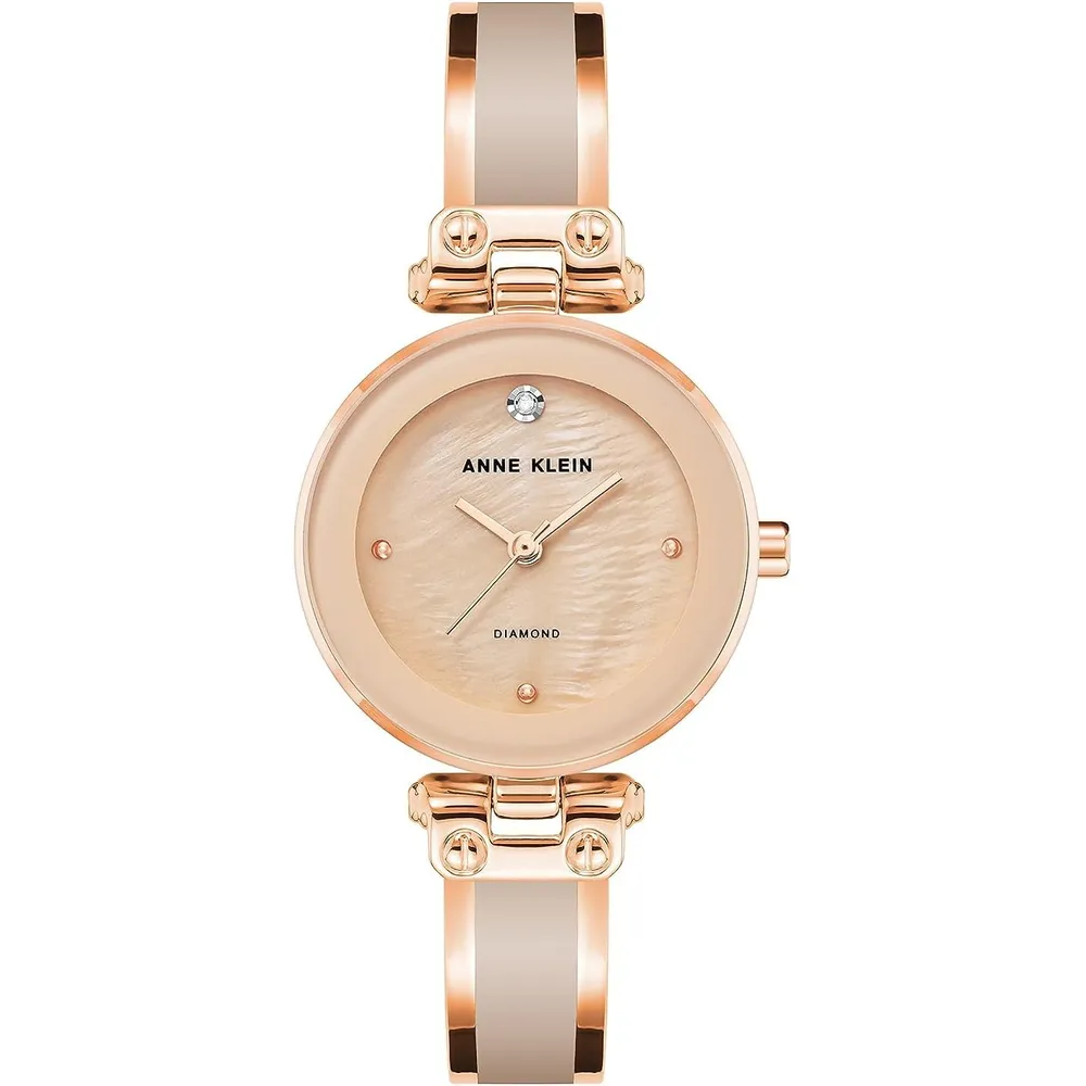 Anne Klein AK/1980BKGB reloj para mujer con diamante y pulsera tipo brazalete | 28 mm - Rosado/Oro rosa