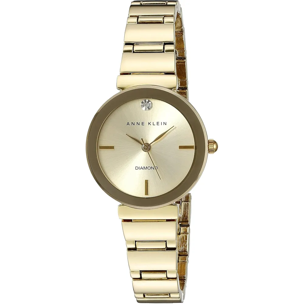 Anne Klein AK/2434EMGB reloj con diamante verdadero y pulsera para mujer | 28 mm - Oro