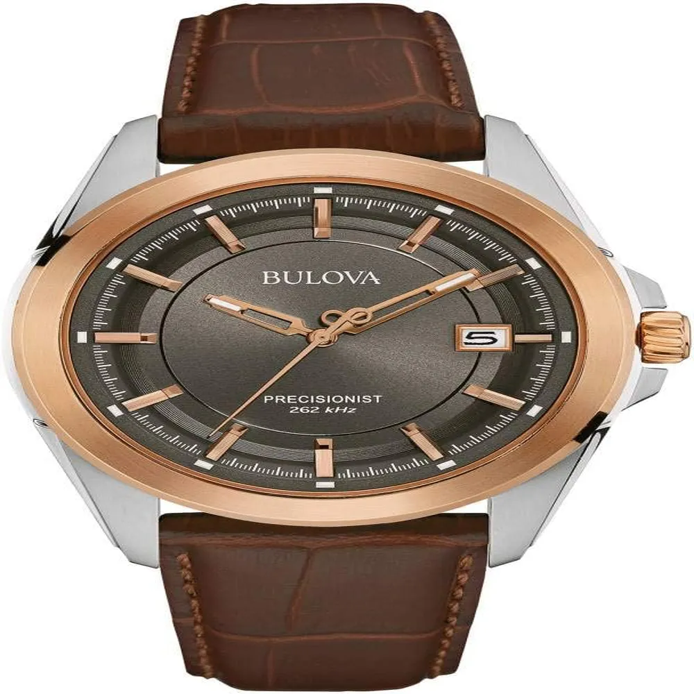 Bulova reloj Precisionist para hombre de cuarzo con calendario y correa de piel | Marrón
