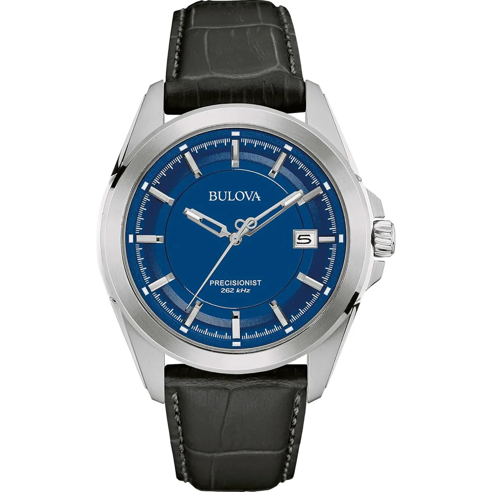 Bulova reloj Precisionist para hombre de cuarzo con calendario y correa de piel | Negro