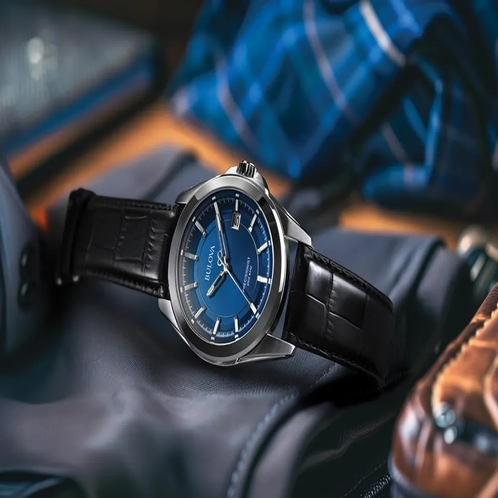 Bulova reloj Precisionist para hombre de cuarzo con calendario y correa de piel | Negro