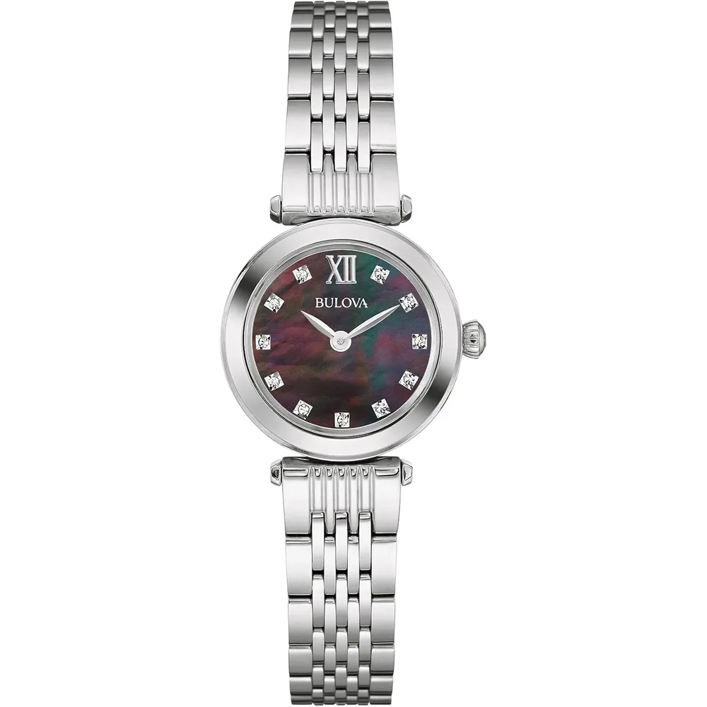 Bulova reloj clásico de vestir mini mujer acero inoxidable cuarzo y diamantes | Plateado