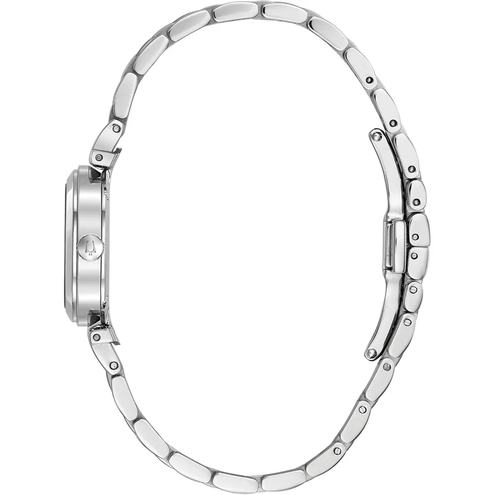 Bulova reloj clásico de vestir mini mujer acero inoxidable cuarzo y diamantes | Plateado