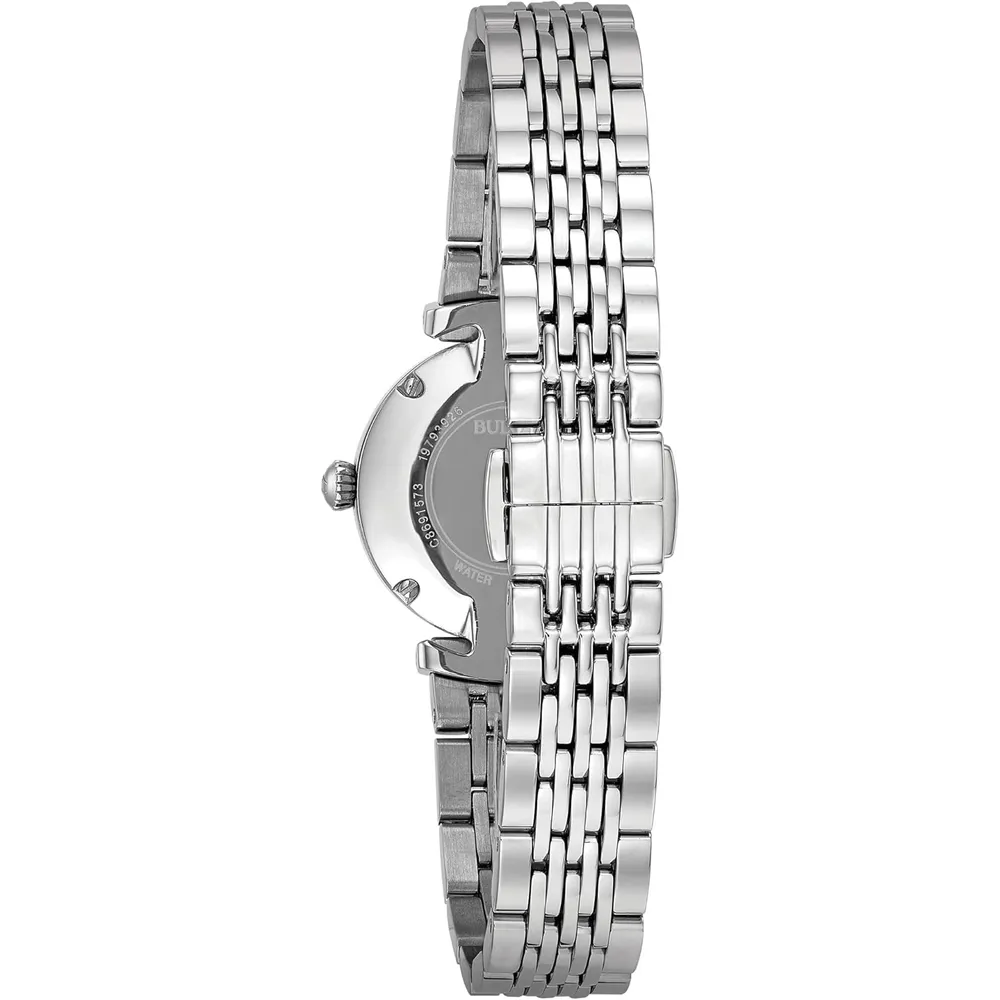 Bulova reloj clásico de vestir mini mujer acero inoxidable cuarzo y diamantes | Plateado