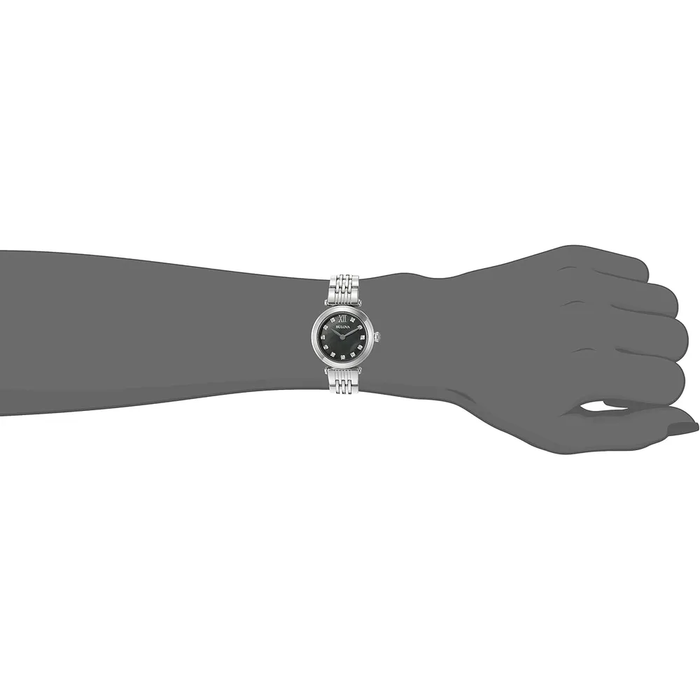 Bulova reloj clásico de vestir mini mujer acero inoxidable cuarzo y diamantes | Plateado