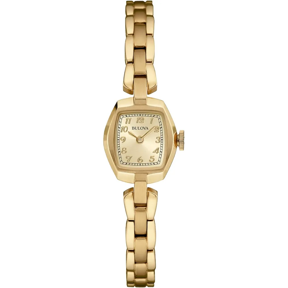 Bulova reloj clásico de vestir mini mujer cuarzo dos agujas marcadores arábigos | Oro