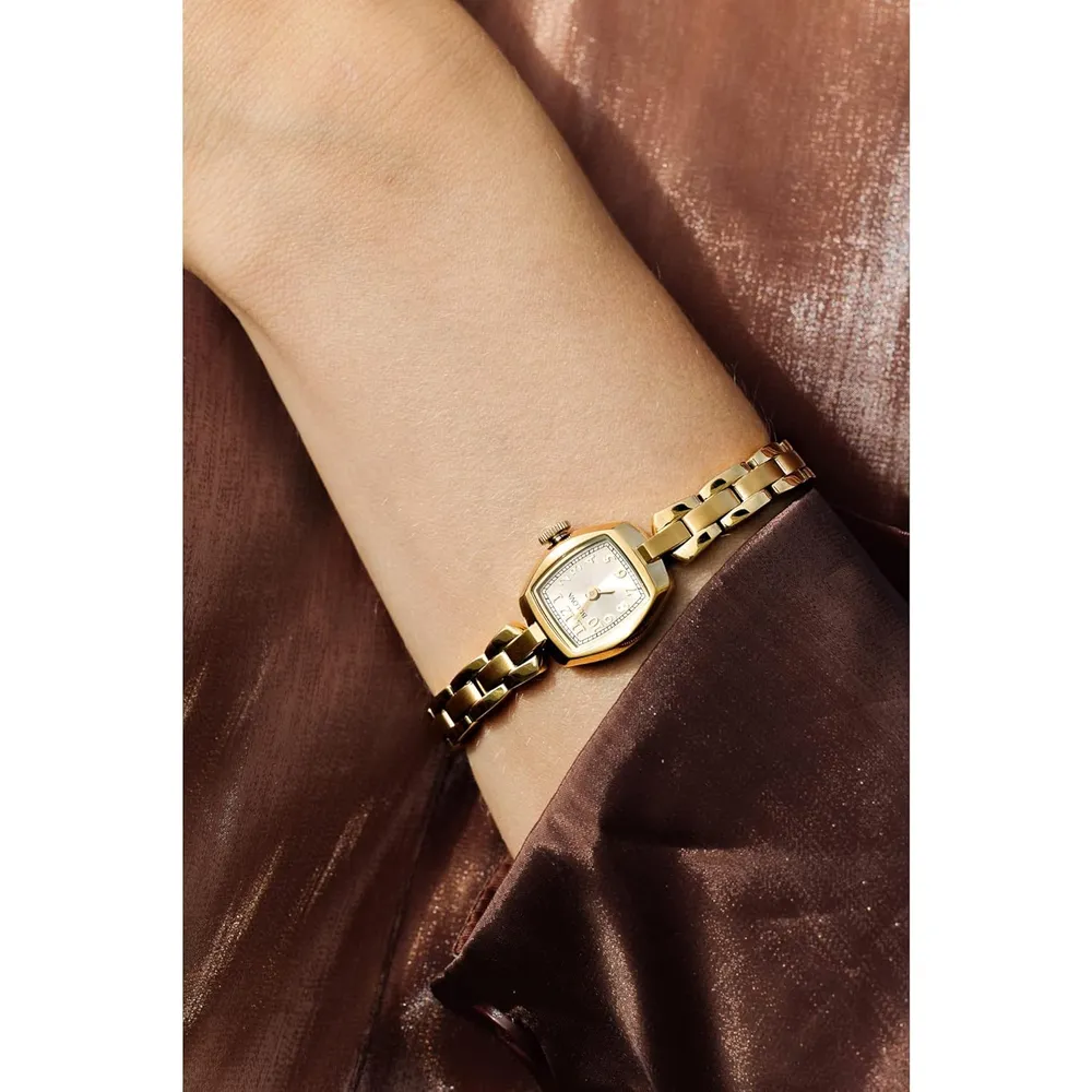 Bulova reloj clásico de vestir mini mujer cuarzo dos agujas marcadores arábigos | Oro