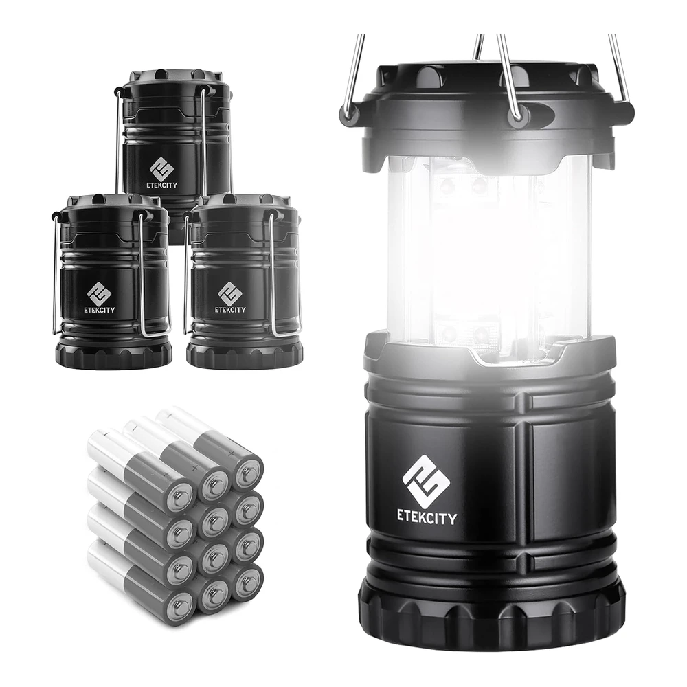 Etekcity - Linterna Led de Campamento - para Suministros de Emergencia para Huracanes - para Kits de Supervivencia - Cortes de Energía - Lámpara Tipo Farol - Funciona con Pilas - Accesorios de Equipo de Campamento - Paquete de 4