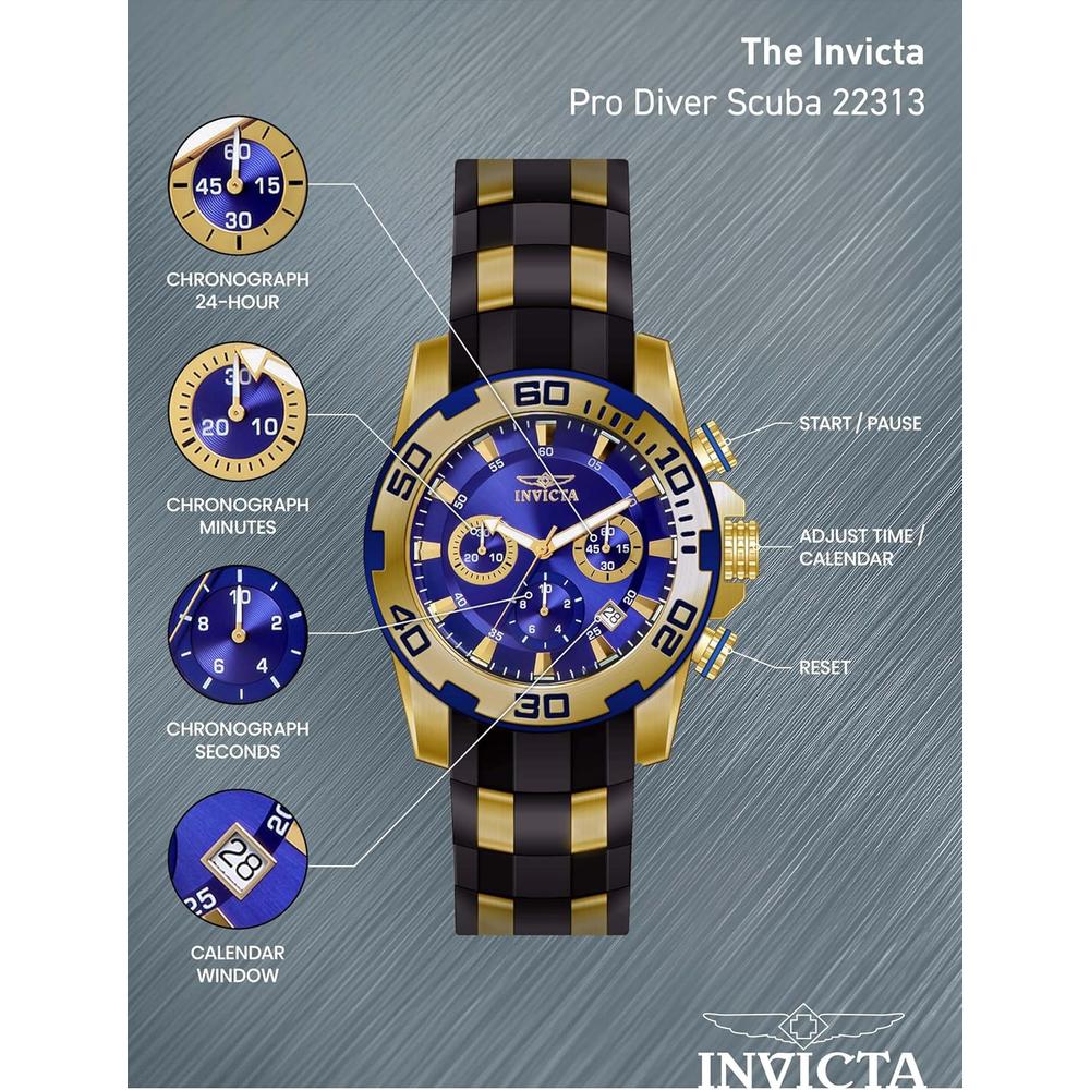 Reloj Invicta Pro Diver para hombre pantalla analógica | Dorado y Negro