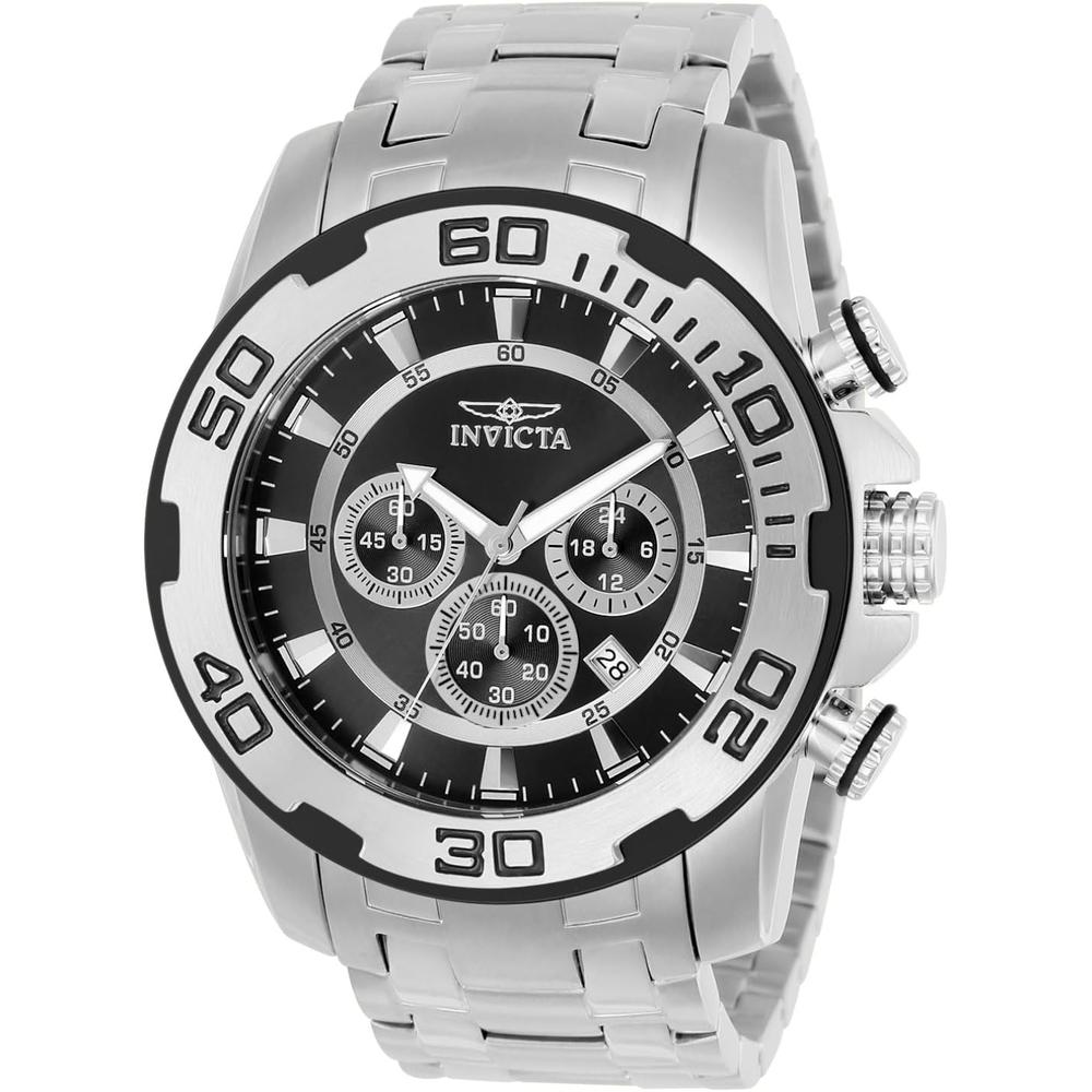 Reloj Invicta Pro Diver para hombre movimiento de cuarzo, cristal de fusión de llama | Plateado y Negro