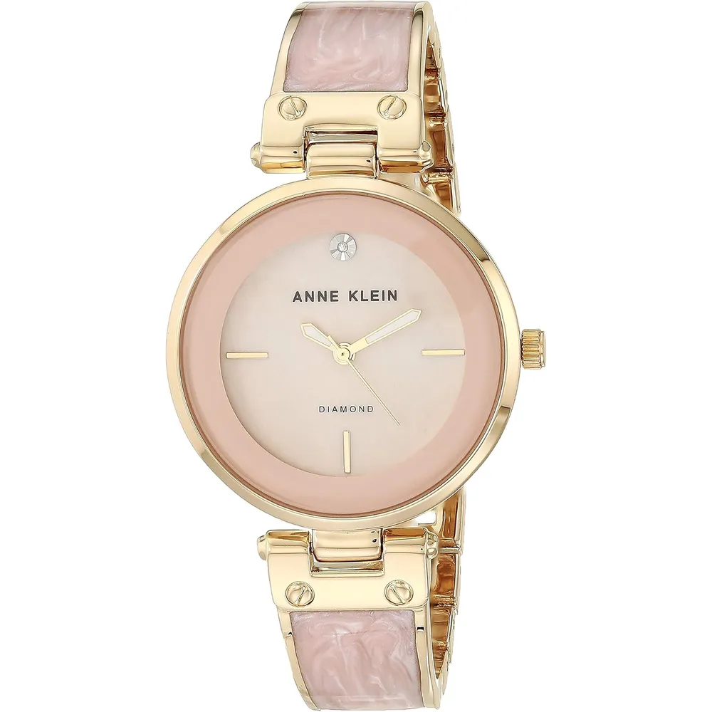 Anne Klein AK/2512LPGB reloj para mujer con diamante auténtico | 34 mm - Rosa claro / Dorado