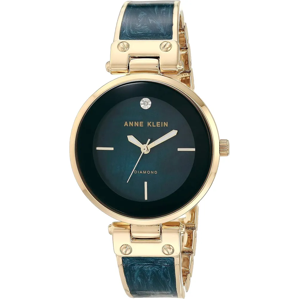 Anne Klein AK/2512LPGB reloj para mujer con diamante auténtico | 34 mm - Azul marino/dorado