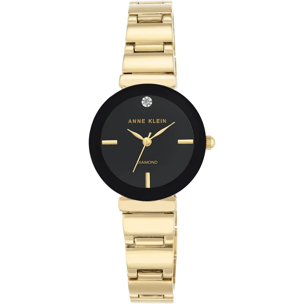 Anne Klein AK/2434EMGB reloj con diamante verdadero y pulsera para mujer | 28 mm - Dorado/Negro