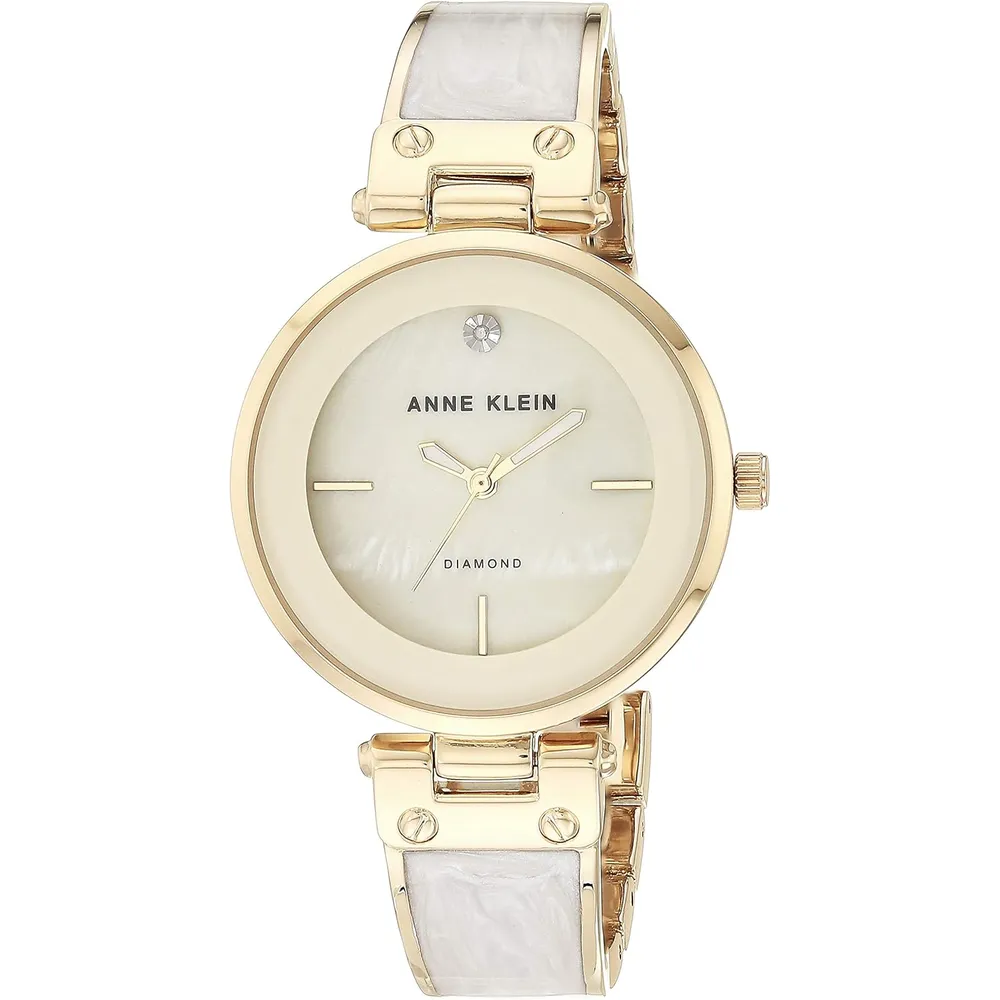 Anne Klein AK/2512LPGB reloj para mujer con diamante auténtico | 34 mm - Marfil/Dorado