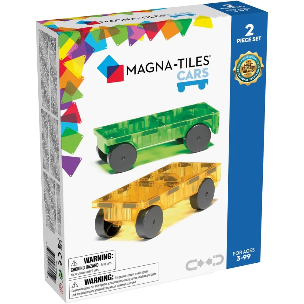 MAGNA-TILES - Carros – piezas set de construcción magnético | Verde Y Amarillo