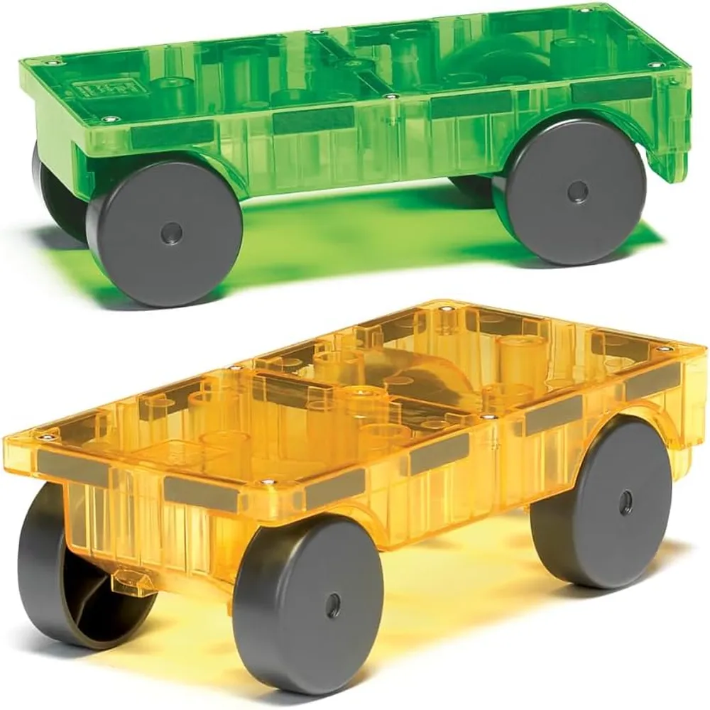 MAGNA-TILES - Carros – piezas set de construcción magnético | Verde Y Amarillo