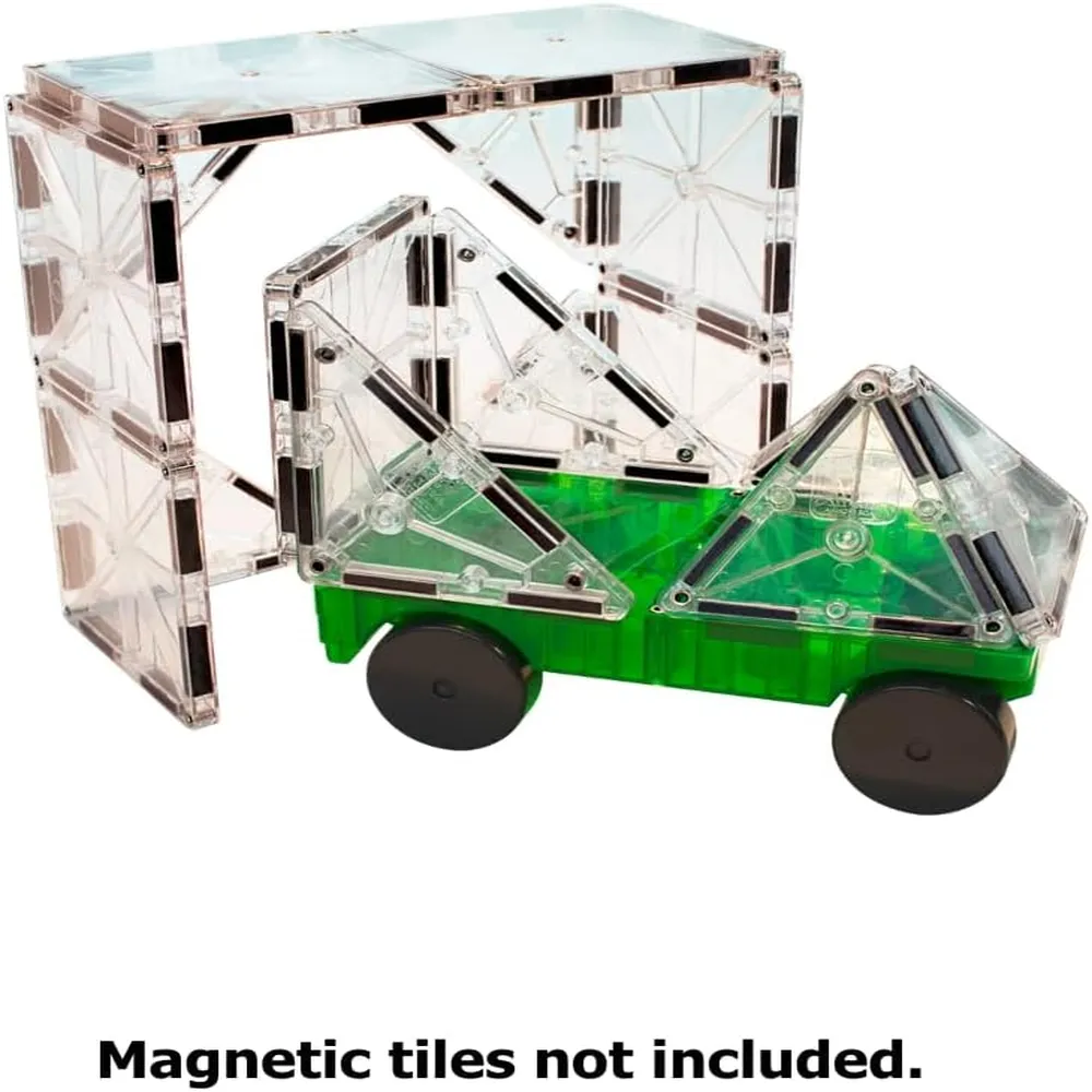 MAGNA-TILES - Carros – piezas set de construcción magnético | Verde Y Amarillo
