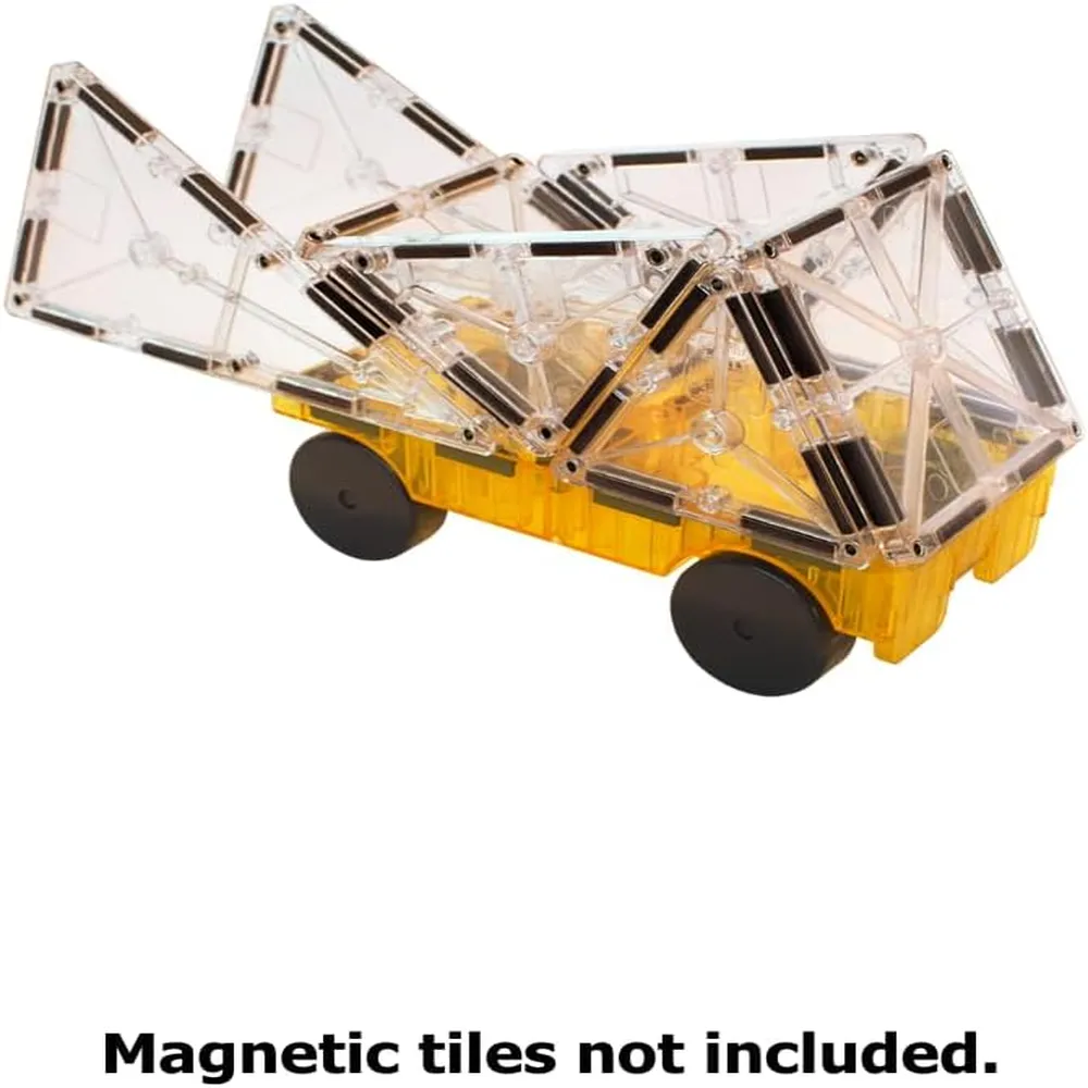 MAGNA-TILES - Carros – piezas set de construcción magnético | Verde Y Amarillo