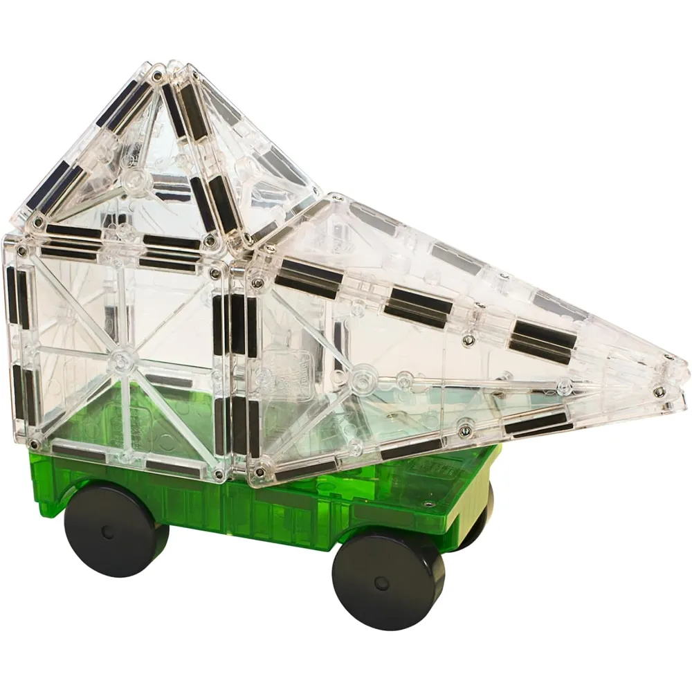 MAGNA-TILES - Carros – piezas set de construcción magnético | Verde Y Amarillo