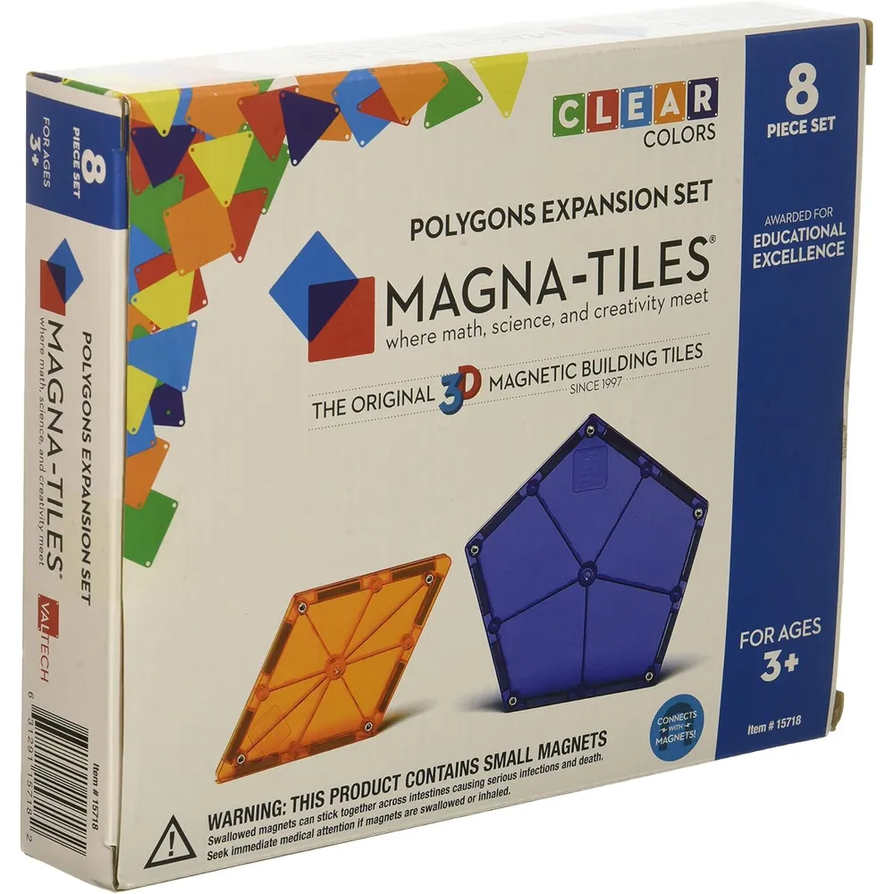 MAGNA-TILES - Polygons 8-piezas expansion set de construcción magnético