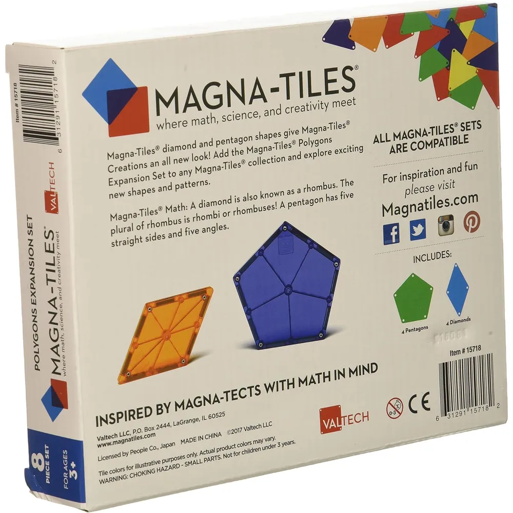 MAGNA-TILES - Polygons 8-piezas expansion set de construcción magnético