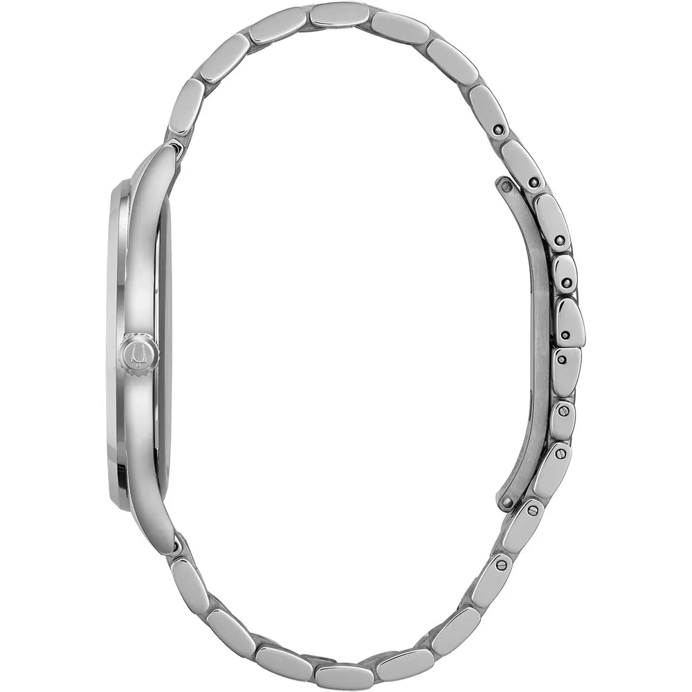 Bulova reloj clásico hombre acero inoxidable cuarzo 3 agujas calendario | Plateado