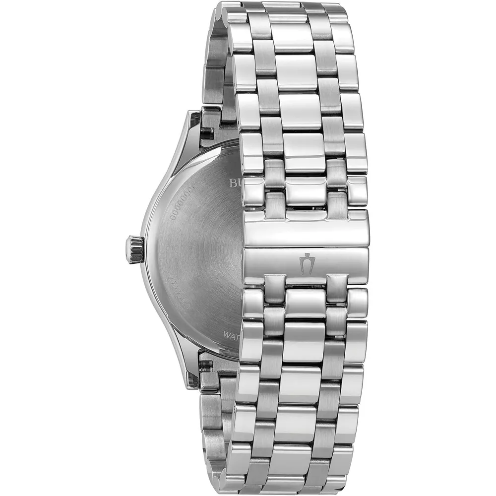 Bulova reloj clásico hombre acero inoxidable cuarzo 3 agujas calendario | Plateado