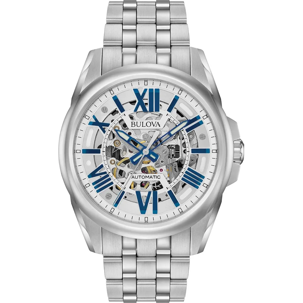 Bulova reloj automático hombre con correa | Plateado