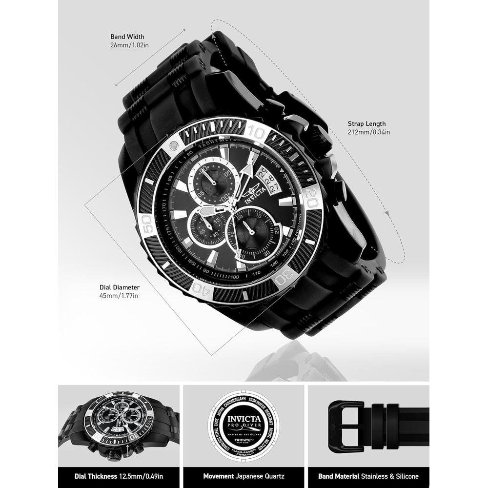 Reloj Invicta Pro Diver para hombre brilla en la oscuridad | Negro Mate