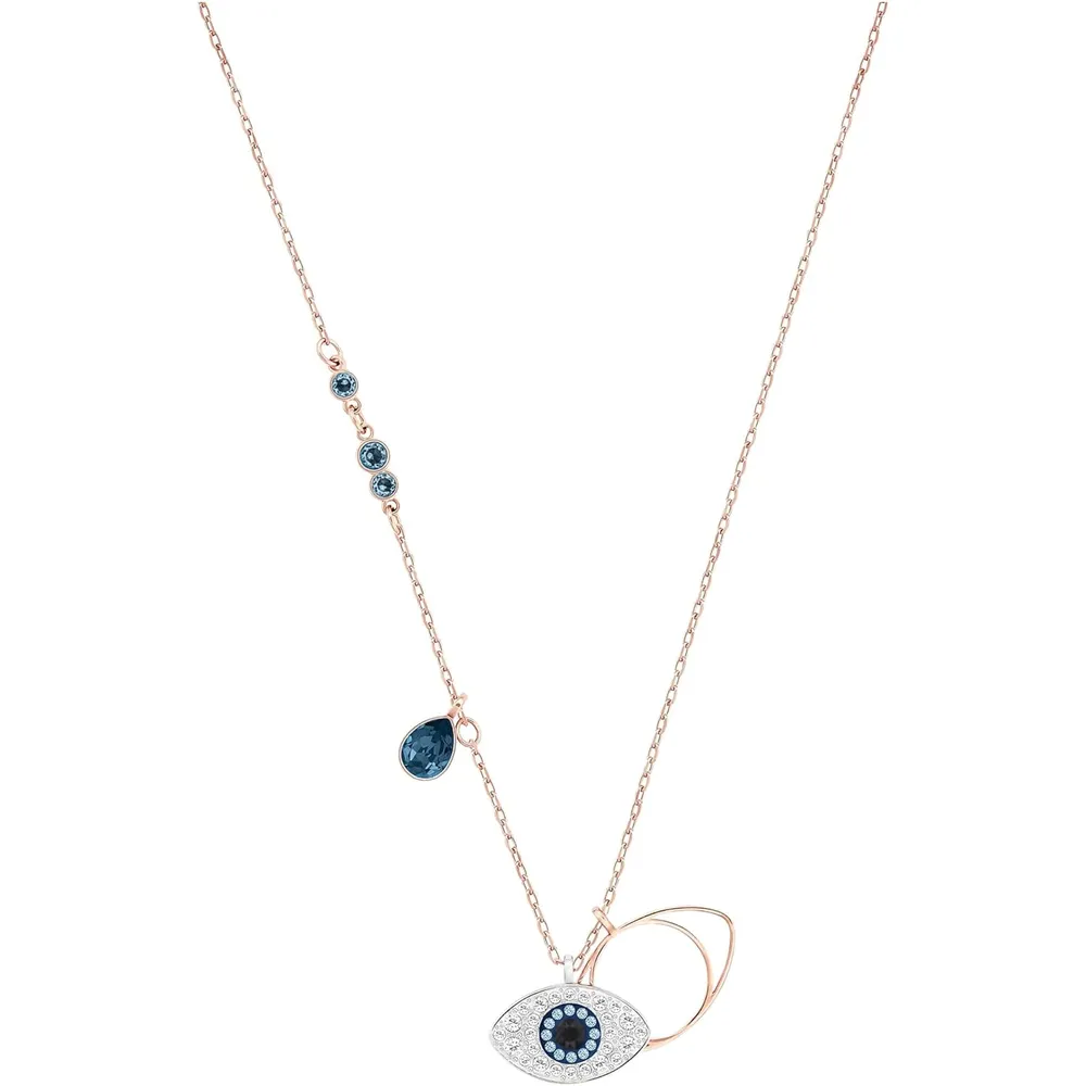 SWAROVSKI COLLAR PENDIENTE EVIL EYE SYMBOLIC ACABADO ORO ROSA PARA MUJER | AZUL/ORO ROSA