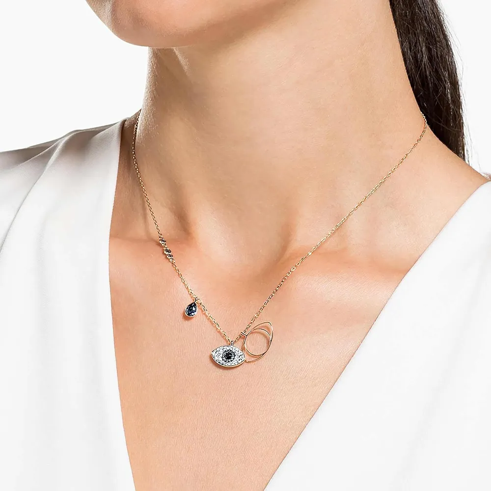 b01i18vc90_3_webp.webp SWAROVSKI COLLAR PENDIENTE EVIL EYE SYMBOLIC ACABADO ORO ROSA PARA MUJER | AZUL/ORO ROSA
