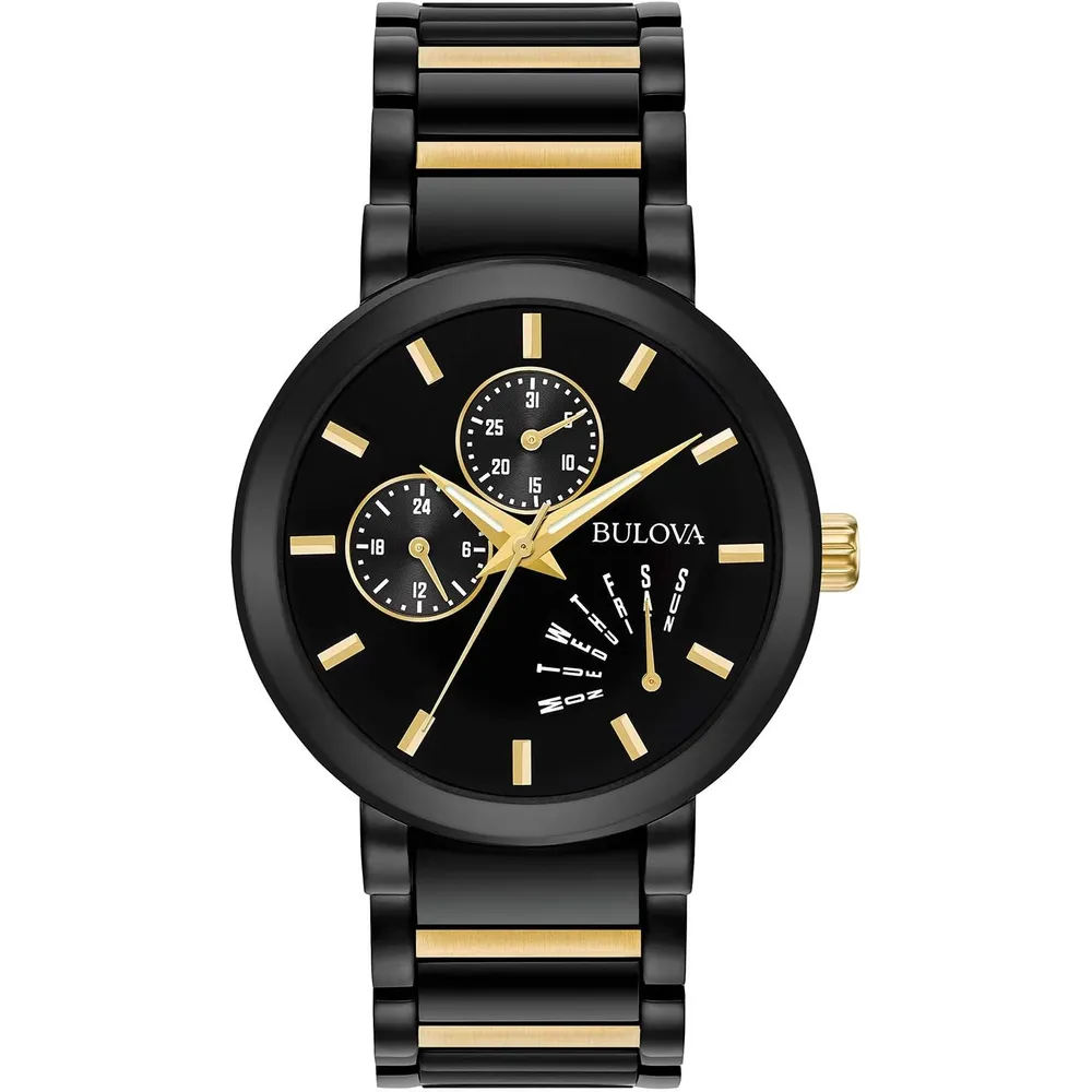 Bulova reloj multifuncional moderno para hombre de acero inoxidable | Negro
