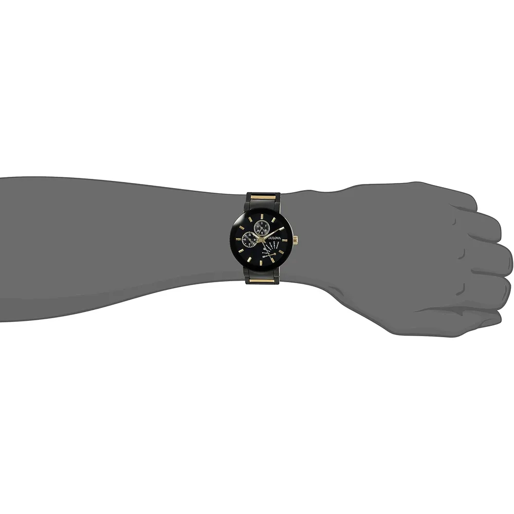 Bulova reloj multifuncional moderno para hombre de acero inoxidable | Negro