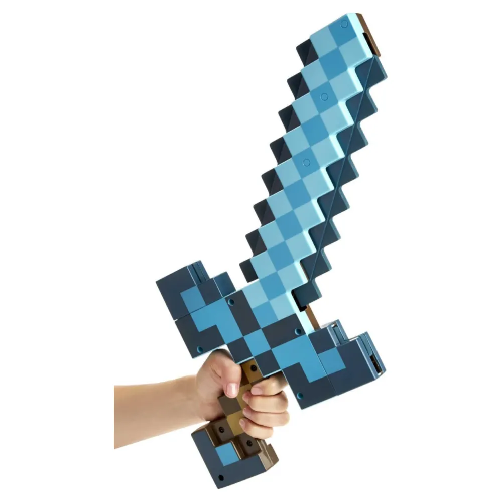 Minecraft espada y pico transformables, juguete transformable