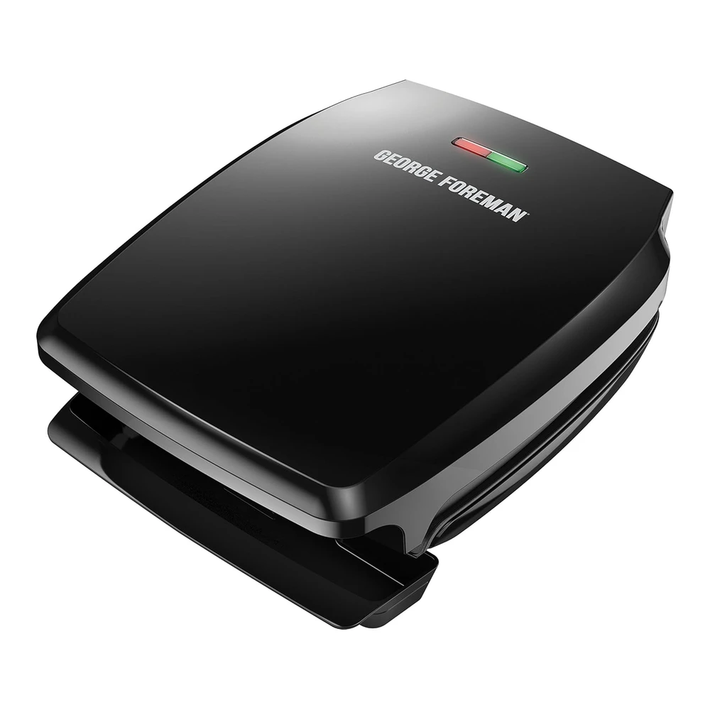 George Foreman Gr340fb - Parrilla Eléctrica de 4 Porciones para Interiores y Prensa Panini - Color Negro