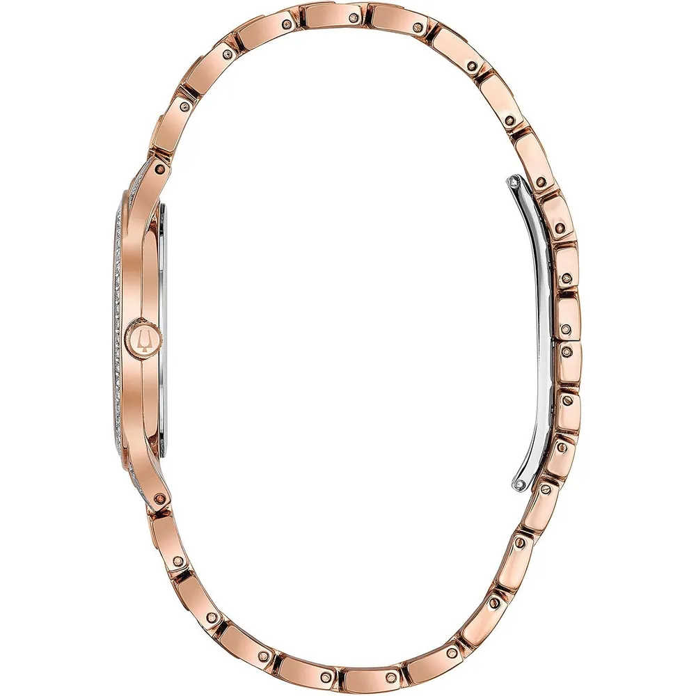 Bulova reloj Crystal Phantom mujer cuarzo dos agujas cristales pavé | Plata