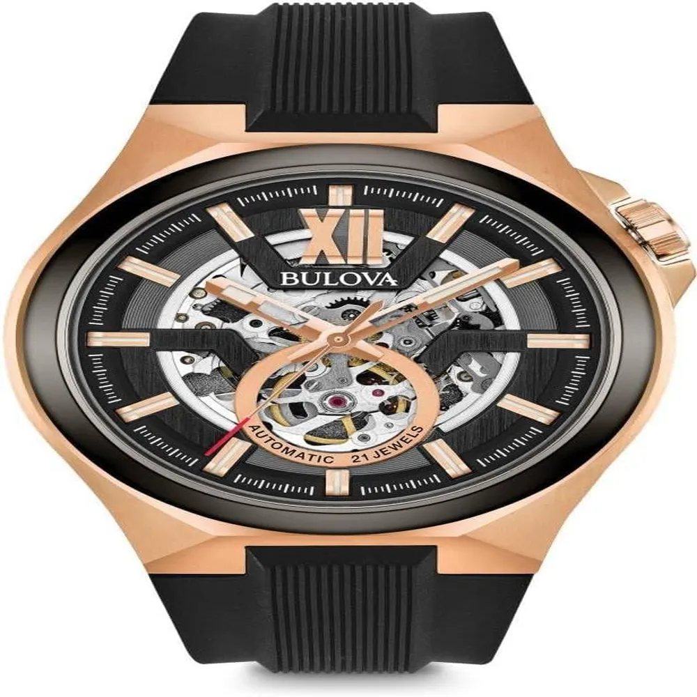 Bulova reloj clásico automático apertura abierta para hombre | Negro