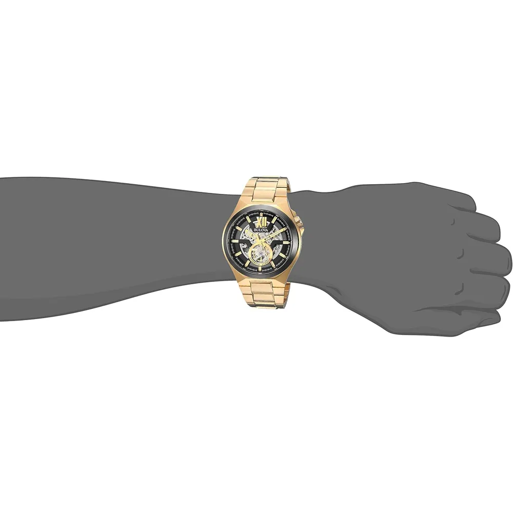 Bulova reloj clásico automático apertura abierta para hombre | Oro/Negro