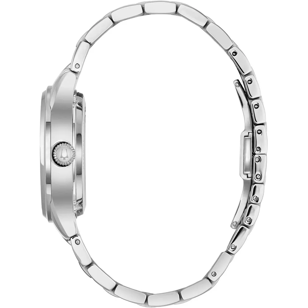 Bulova reloj clásico automático mujer 3 agujas diamantes acero nácar apertura | Plateado