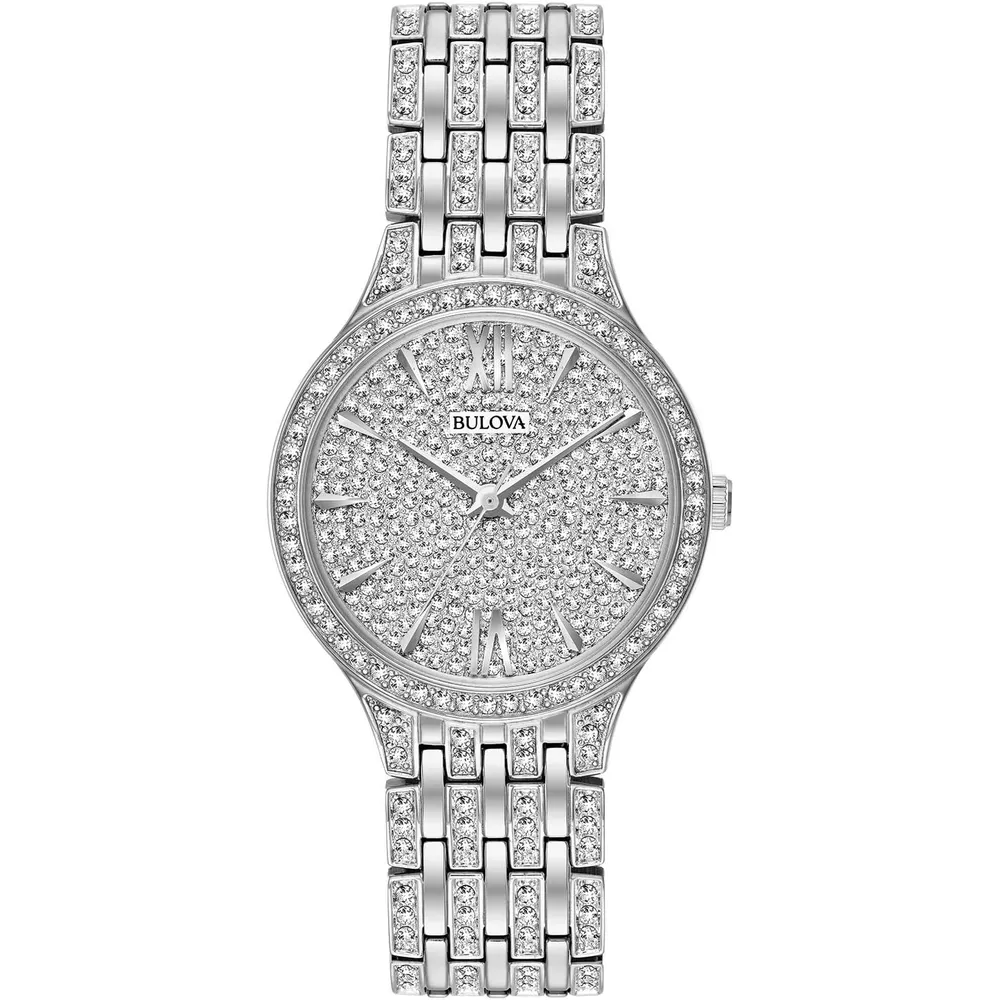 Bulova reloj Crystal Phantom mujer cuarzo dos agujas cristales pavé | Plateado
