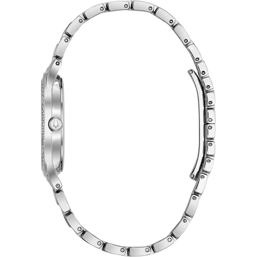 Bulova reloj Crystal Phantom mujer cuarzo dos agujas cristales pavé | Plateado