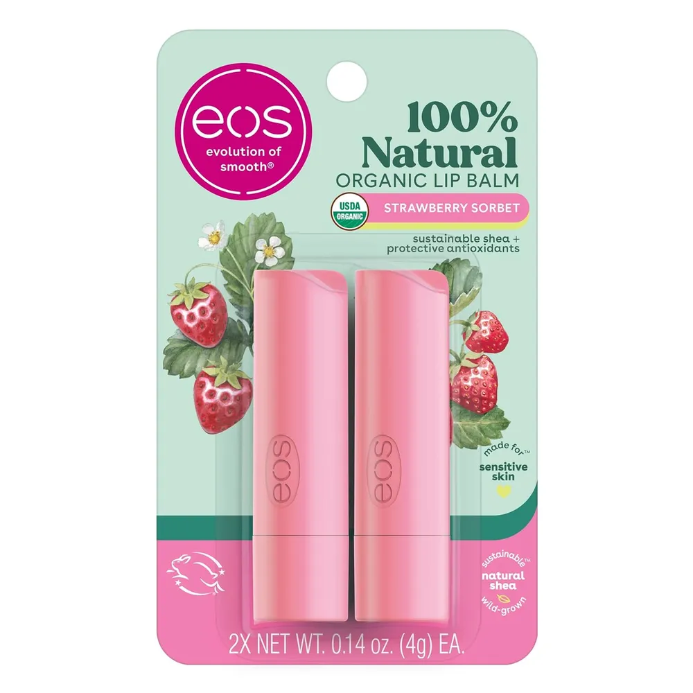 EOS bálsamo labial barra pack 2 Strawberry Sorbet | 0.14 oz / 4 ml