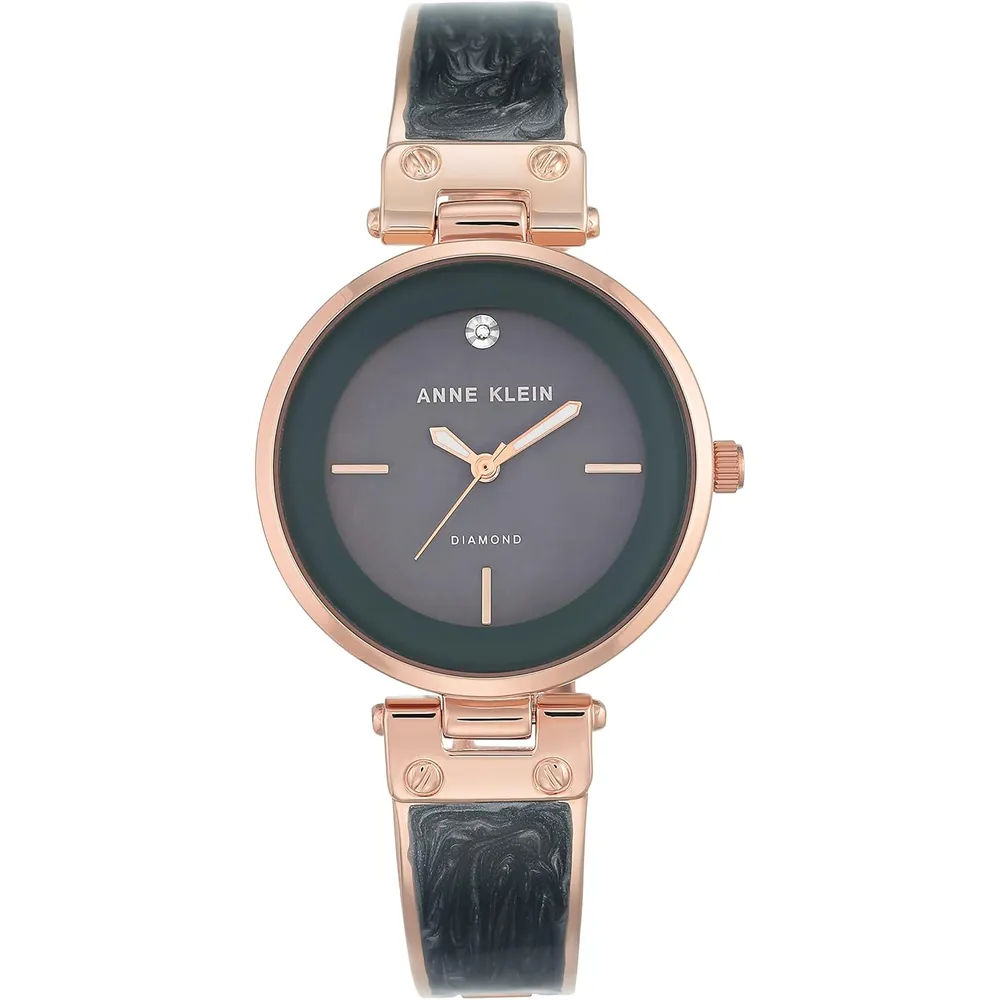 Anne Klein AK/2512LPGB reloj para mujer con diamante auténtico | 34 mm - Gris/Oro rosa
