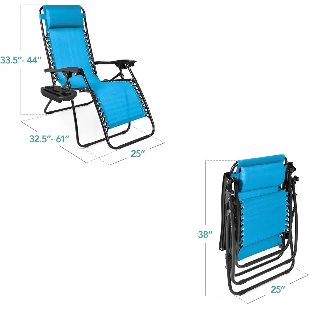 Juego de 2 sillones reclinables con portavasos Best Choice Products | Azul claro