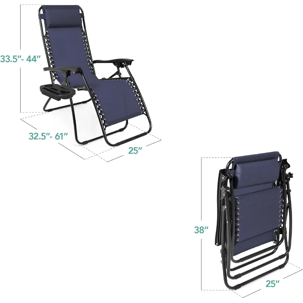 Juego de 2 sillones reclinables con portavasos Best Choice Products | Navy Blue